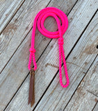 Neon Pink Braided Over Under with Leather Popper