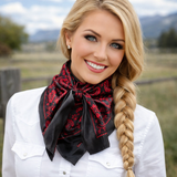 35X35" Black and Red Floral Paisley Wild Rag / Scarf
