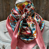 35X35" Pink Multi Pattern Wild Rag / Scarf