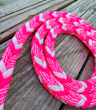Pink Lightning Braided Over Under with Leather Popper