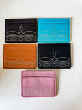 Western Boot Stitch Leather Credit Card Holder Money holder