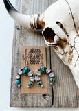 Glass Stone Squash Blossom Western Earrings