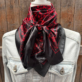 35X35" Black and Red Floral Paisley Wild Rag / Scarf