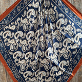 35X35" Navy and Rust Floral Paisley Wild Rag / Scarf