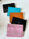 Western Boot Stitch Leather Credit Card Holder Money holder