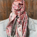 35X35"  Pink & Grey Paisley Wild Rag/Scarf