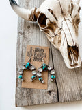 Glass Stone Squash Blossom Western Earrings