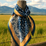 35X35"  Blue Two-Toned Paisley Wild Rag/Scarf