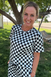 Checked In Turquoise Top