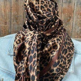 35X35"  Brown Leopard Wild Rag/Scarf