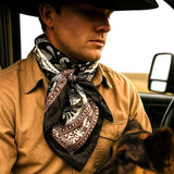 35X35" Two Tone Black Paisley Wild Rag / Scarf