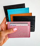 Western Boot Stitch Leather Credit Card Holder Money holder
