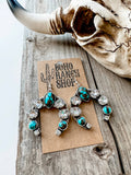 Glass Stone Squash Blossom Western Earrings