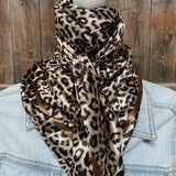 35X35"  Tan Leopard Wild Rag/Scarf