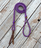 Purple Leopard Braided Over Under with Leather Popper