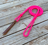Neon Pink Braided Over Under with Leather Popper