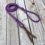 Purple Leopard Braided Over Under with Leather Popper