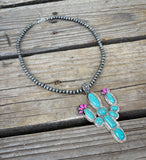 Desert Bloom Cactus Pendant Necklace