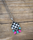 Checkered Ace Western Necklace