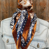 35X35"  Rust & Navy Paisley Wild Rag/Scarf