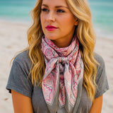 35X35"  Pink & Grey Paisley Wild Rag/Scarf