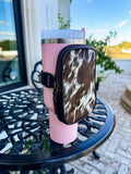 COWHIDE TUMBLER POUCH hair on cowhide accessory water jug