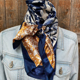 35X35"  Blue Two-Toned Paisley Wild Rag/Scarf