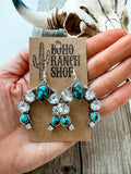 Glass Stone Squash Blossom Western Earrings