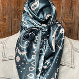 35X35"  Blue & White Paisley Wild Rag/Scarf