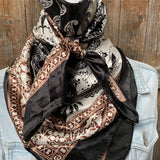 35X35" Two Tone Black Paisley Wild Rag / Scarf