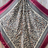 35X35" Wine Leopard Print Wild Rag/Scarf
