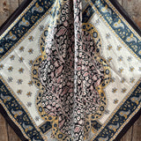 35X35" Black, Blue and Gold Floral Wild Rag / Scarf