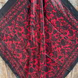 35X35" Black and Red Floral Paisley Wild Rag / Scarf