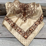 35X35" Tan/Brown Polka Dot & Paisley Wild Rag/Scarf