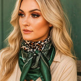 35X35" Green Animal Print Wild Rag / Scarf