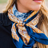 35X35"  Blue Two-Toned Paisley Wild Rag/Scarf