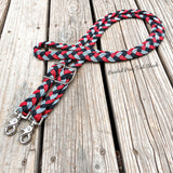 Red/Grey/Black Original Braided Barrel Reins