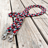 Red/Grey/Black Original Braided Barrel Reins