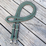 Cheetah & Teal Original Braided Barrel Reins