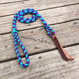 Green Teal & Purple Braided Over Under with Leather Popper