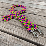 Pink, Lime, Purple Original Braided Barrel Reins