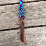 Green Teal & Purple Braided Over Under with Leather Popper