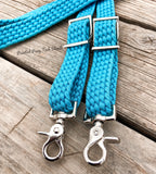 Neon Teal New Style Braided Barrel Reins