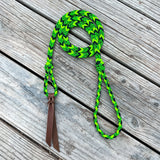 Green Poision Braided Over Under with Leather Popper