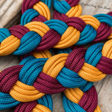 Burgundy, Goldenrod, Dark Teal Original Braided Barrel Reins