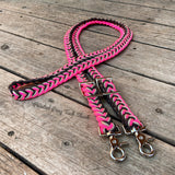 Brown, Tan & Pink Original Braided Barrel Reins