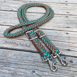 Cheetah & Teal Original Braided Barrel Reins