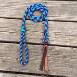 Green Teal & Purple Braided Over Under with Leather Popper