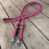 Brown, Tan & Pink Original Braided Barrel Reins