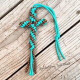 Cheetah & Teal Saddle Cross Charm